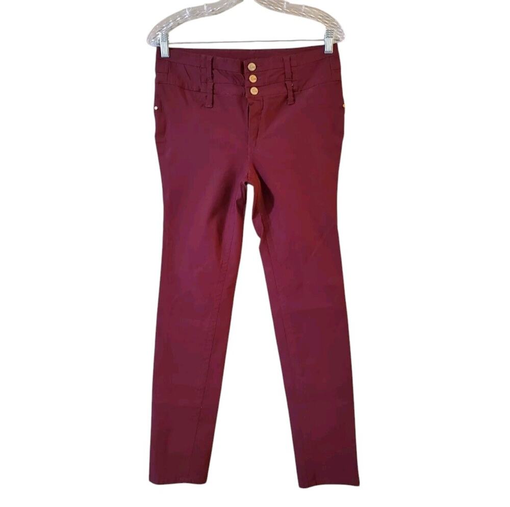 Almost Famous Womens High Rise Jegging Size 11 Dark Red Super Stretch